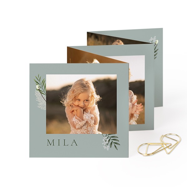 Grusskarte 10-seitig mit goldfarbene Klammern - 12 Stk. (8 x 8 cm)