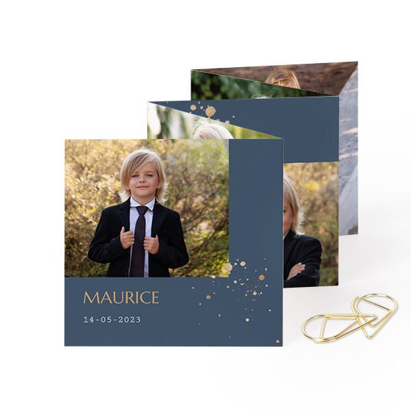 Fold out photo card Square Gold paperclip - set of 12 (8 x 8 cm) Fold out photo card Square Gold paperclip - set of 12 (8 x 8 cm)