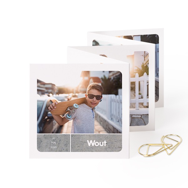 Fold out photo card Square Gold paperclip - set of 12 (8 x 8 cm) Fold out photo card Square Gold paperclip - set of 12 (8 x 8 cm)