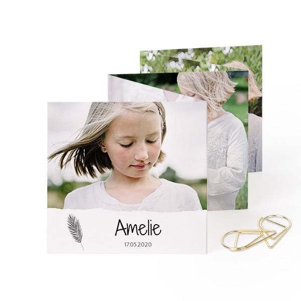 Fold out photo card Square Gold paperclip - set of 12 (8 x 8 cm)