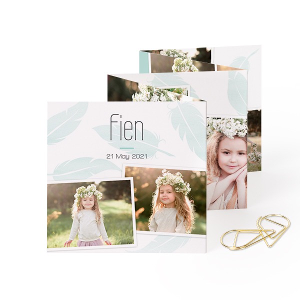 Fold out photo card Square Gold paperclip - set of 12 (8 x 8 cm)