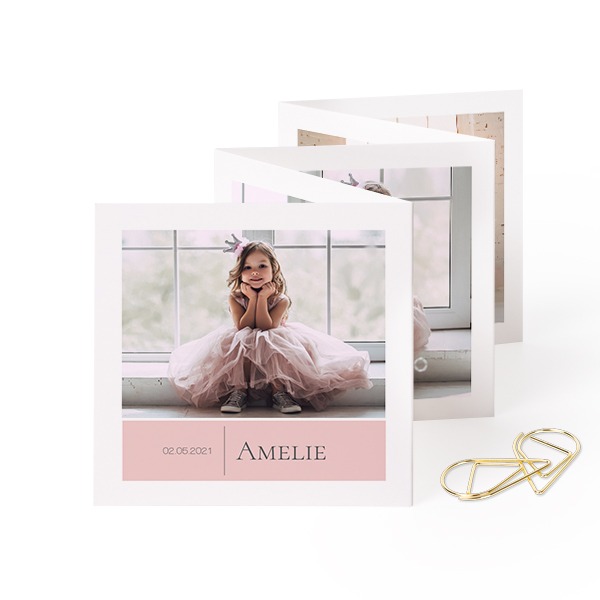 Fold out photo card Square Gold paperclip - set of 12 (8 x 8 cm) Fold out photo card Square Gold paperclip - set of 12 (8 x 8 cm)