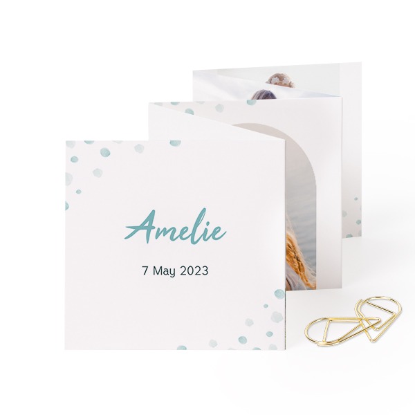 Grusskarte 10-seitig mit goldfarbene Klammern - 12 Stk. (8 x 8 cm) Grusskarte 10-seitig mit goldfarbene Klammern - 12 Stk. (8 x 8 cm)