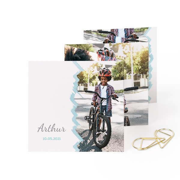 Fold out photo card Square Gold paperclip - set of 12 (8 x 8 cm)