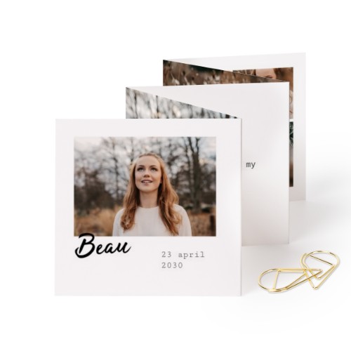 Fotokort 10 sider Firkant med Gullfarget klips - 12 stk (8 x 8 cm)