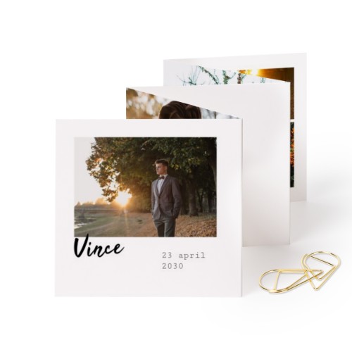 Carte portfolio carrée - trombone doré (lot de 12) (8 x 8 cm)