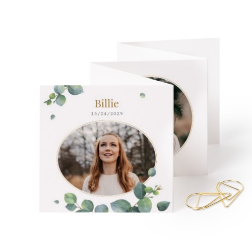 Carte portfolio carrée - trombone doré (lot de 12) (8 x 8 cm)