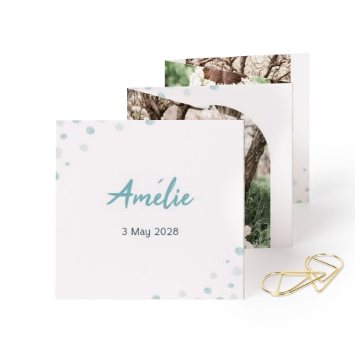 Fold out photo card Square Gold paperclip - set of 12 (8 x 8 cm)