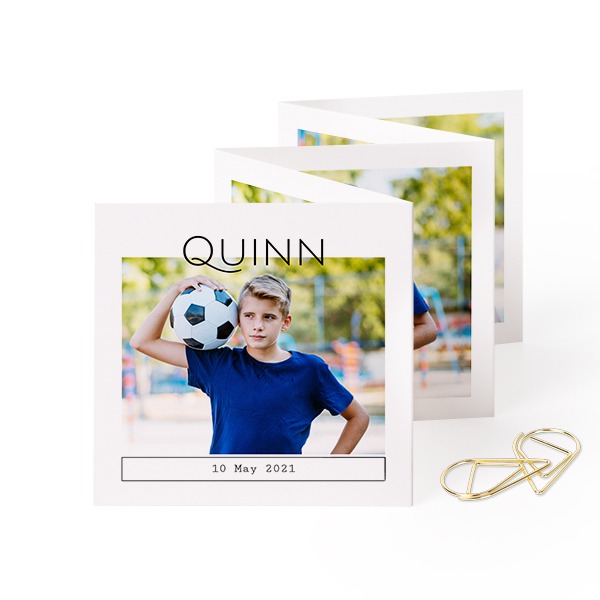 Fold out photo card Square Gold paperclip - set of 12 (8 x 8 cm)