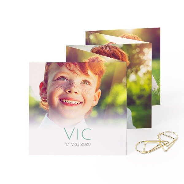 Carte portfolio carrée - trombone doré (lot de 12) (8 x 8 cm)