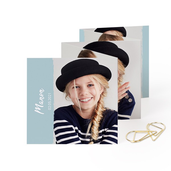 Fold out photo card Square Gold paperclip - set of 12 (8 x 8 cm)