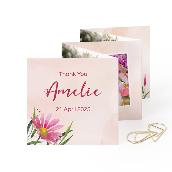Fold out photo card Square Gold paperclip - set of 12 (8 x 8 cm)