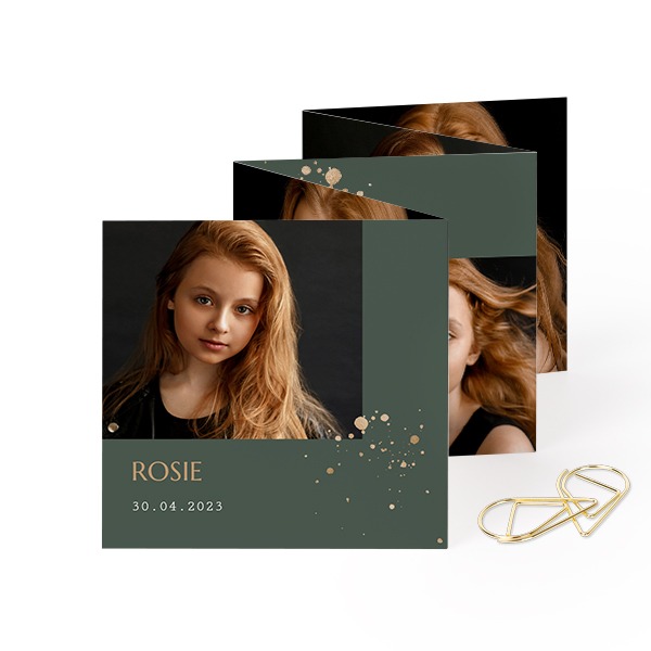 Fotokort 10 sidor Kvadratisk med Guldfärgat gem - 12 st (8 x 8 cm)