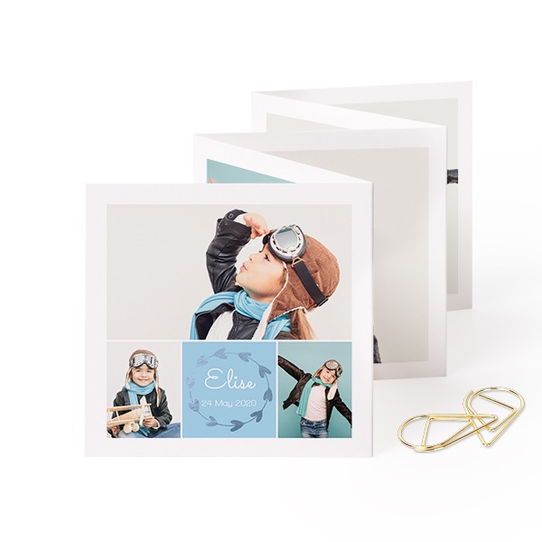 Carte portfolio carrée - trombone doré (lot de 12) (8 x 8 cm)