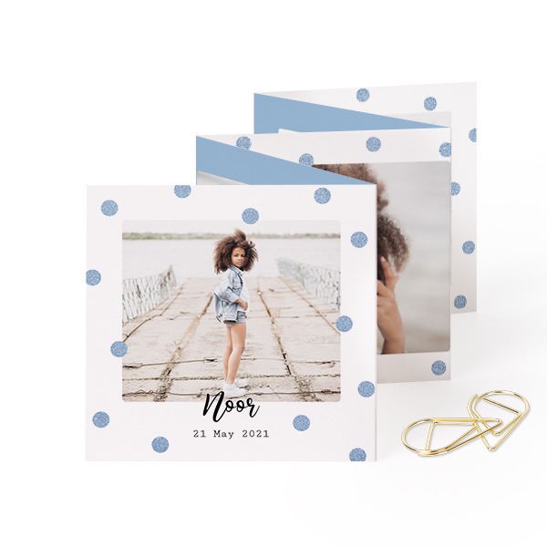 Fotokort 10 sider Firkant med Gullfarget klips - 12 stk (8 x 8 cm)