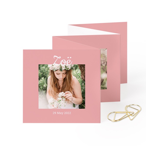 Fold out photo card Square Gold paperclip - set of 12 (8 x 8 cm)
