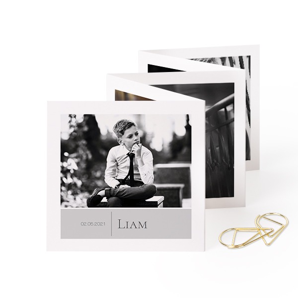 Fold out photo card Square Gold paperclip - set of 12 (8 x 8 cm)