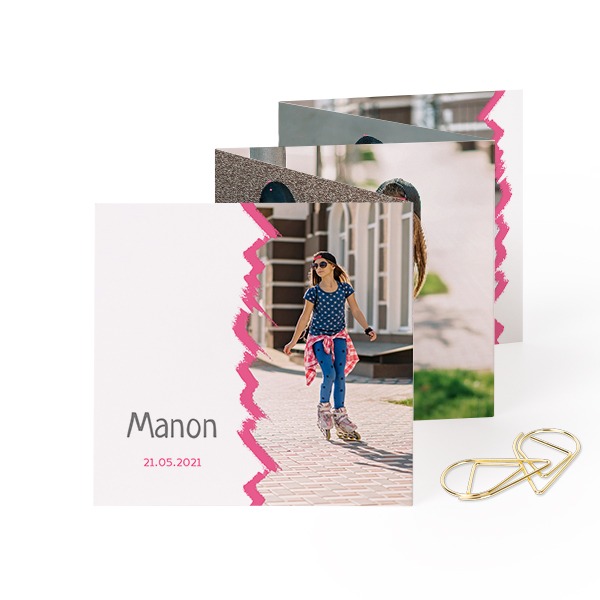 Fotokort 10 sidor Kvadratisk med Guldfärgat gem - 12 st (8 x 8 cm)