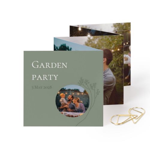 Carte portfolio carrée - trombone doré (lot de 12) (8 x 8 cm)