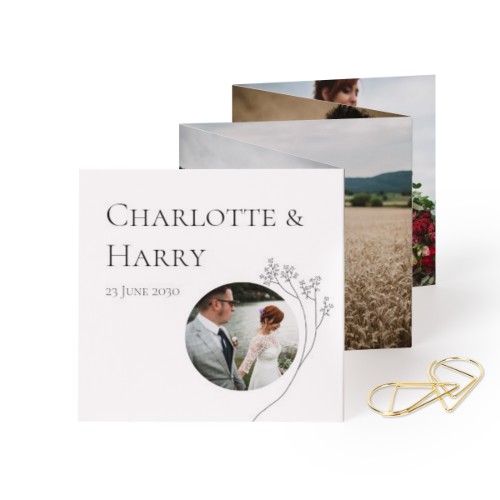 Grusskarte 10-seitig mit goldfarbene Klammern - 12 Stk. (8 x 8 cm)