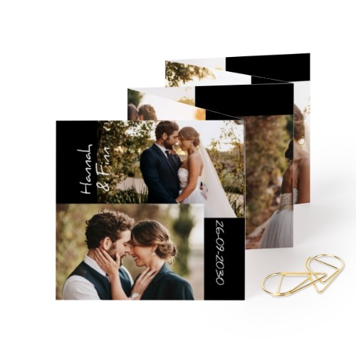 Fold out photo card Square Gold paperclip - set of 12 (8 x 8 cm)