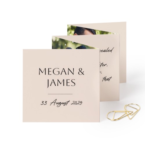 Fold out photo card Square Gold paperclip - set of 12 (8 x 8 cm)