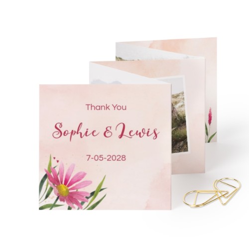 Fold out photo card Square Gold paperclip - set of 12 (8 x 8 cm)