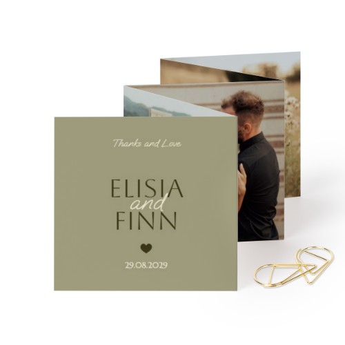 Fold out photo card Square Gold paperclip - set of 12 (8 x 8 cm)