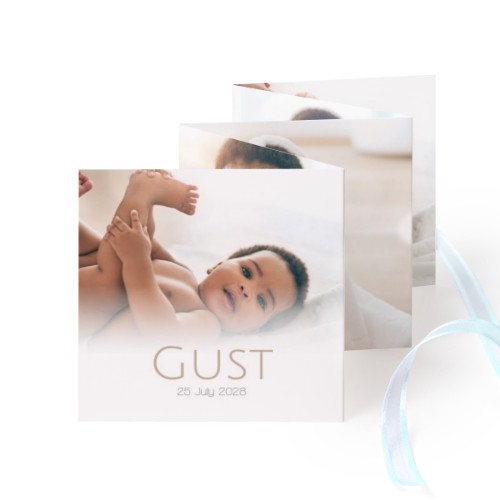 Portfoliokaart Vierkant (Set van 12) Blauw lint (8 x 8 cm)