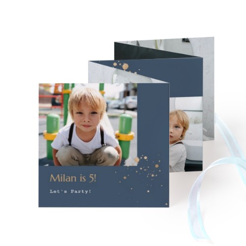 Fold out photo card Square Blue ribbon - set of 12 (8 x 8 cm) Fold out photo card Square Blue ribbon - set of 12 (8 x 8 cm)