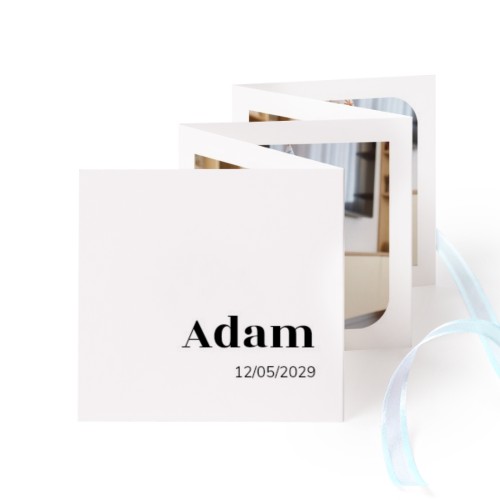 Fotokort 10 sider Kvadrat Blå bånd - 12 stk (8 x 8 cm)