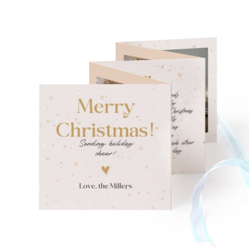 Fold out photo card Square Blue ribbon - set of 12 (8 x 8 cm)