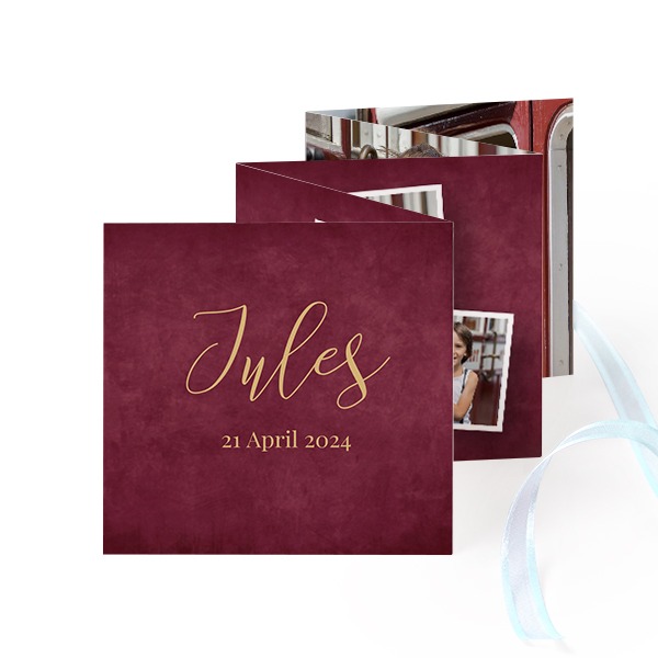 Fold out photo card Square Blue ribbon - set of 12 (8 x 8 cm) Fold out photo card Square Blue ribbon - set of 12 (8 x 8 cm)