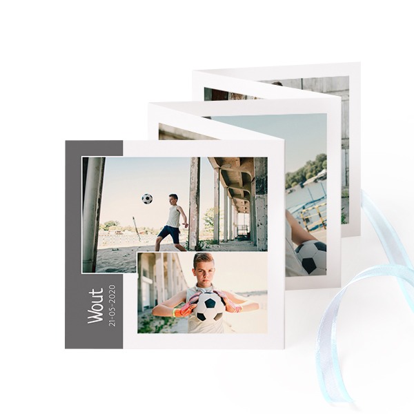 Fold out photo card Square Blue ribbon - set of 12 (8 x 8 cm) Fold out photo card Square Blue ribbon - set of 12 (8 x 8 cm)