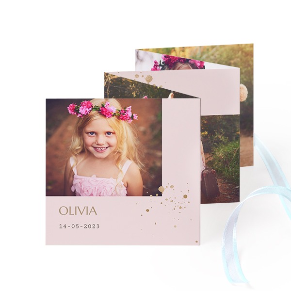 Fold out photo card Square Blue ribbon - set of 12 (8 x 8 cm) Fold out photo card Square Blue ribbon - set of 12 (8 x 8 cm)