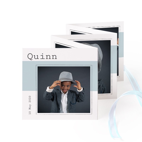 Fotokort 10 sider Kvadratisk Blå bånd - 12 stk (8 x 8 cm)