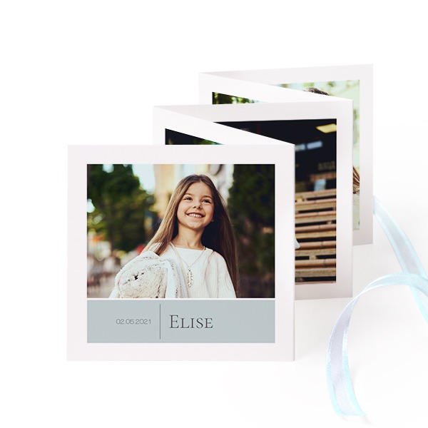 Fold out photo card Square Blue ribbon - set of 12 (8 x 8 cm) Fold out photo card Square Blue ribbon - set of 12 (8 x 8 cm)