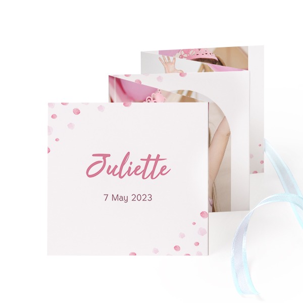 Carte portfolio Carré (lot de 12) ruban Bleu (8 x 8 cm)