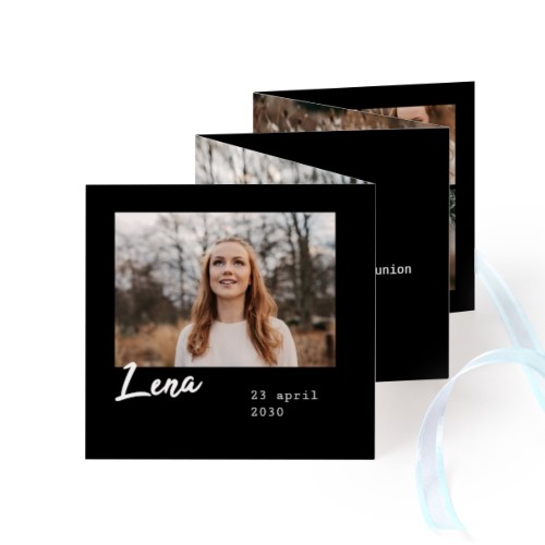 Fotokort 10 sider Kvadratisk Blå bånd - 12 stk (8 x 8 cm)