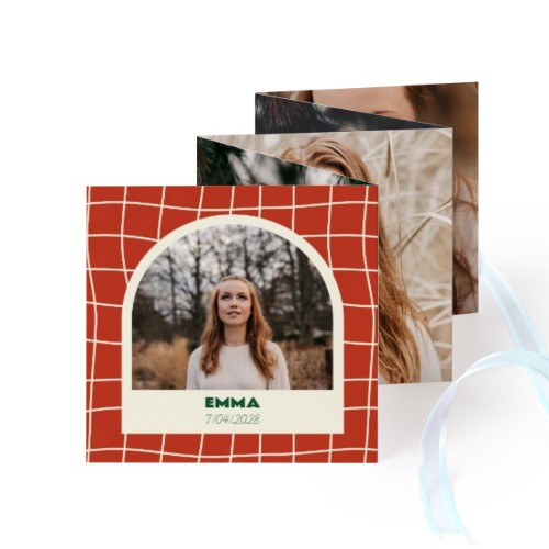 Fotokort 10 sider Kvadrat Blå bånd - 12 stk (8 x 8 cm)