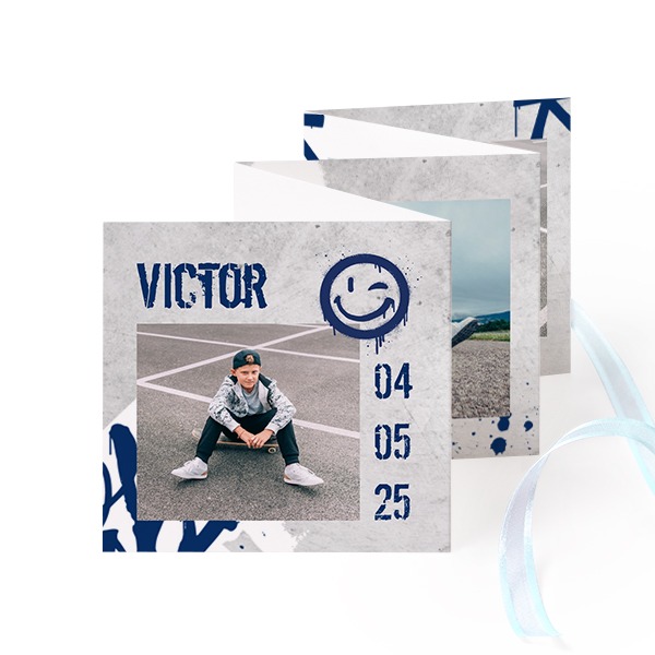 Carte portfolio Carré (lot de 12) ruban Bleu (8 x 8 cm) Carte portfolio Carré (lot de 12) ruban Bleu (8 x 8 cm)