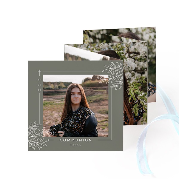 Fold out photo card Square Blue ribbon - set of 12 (8 x 8 cm) Fold out photo card Square Blue ribbon - set of 12 (8 x 8 cm)