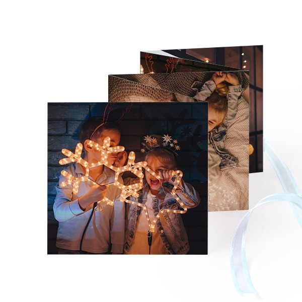 Fold out photo card Square Blue ribbon - set of 12 (8 x 8 cm) Fold out photo card Square Blue ribbon - set of 12 (8 x 8 cm)