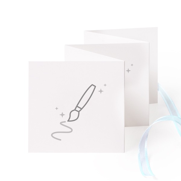 Fold out photo card Square Blue ribbon - set of 12 (8 x 8 cm)