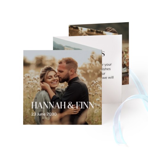 Fold out photo card Square Blue ribbon - set of 12 (8 x 8 cm) Fold out photo card Square Blue ribbon - set of 12 (8 x 8 cm)