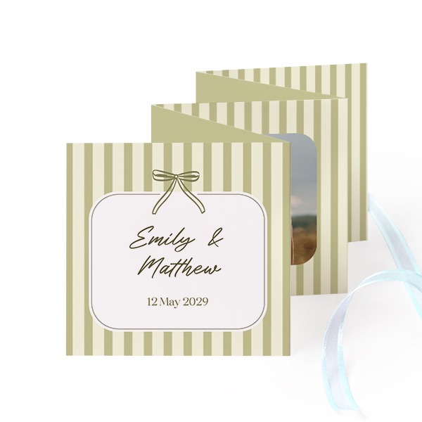 Portfoliokaart Vierkant (Set van 12) Blauw lint (8 x 8 cm)