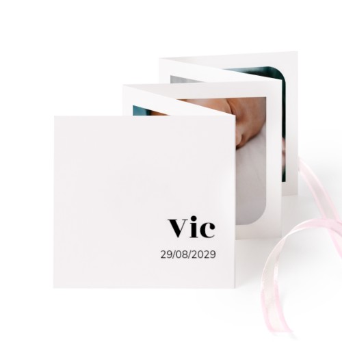 Fold out photo card Square Pink ribbon - set of 12 (8 x 8 cm)