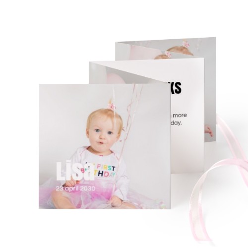 Fold out photo card Square Pink ribbon - set of 12 (8 x 8 cm) Fold out photo card Square Pink ribbon - set of 12 (8 x 8 cm)