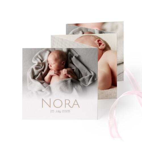 Fold out photo card Square Pink ribbon - set of 12 (8 x 8 cm)