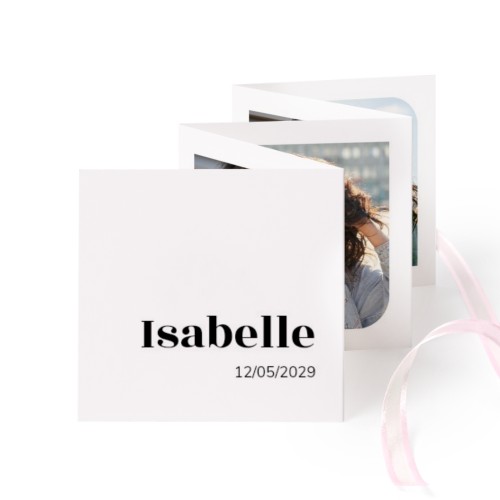 Fold out photo card Square Pink ribbon - set of 12 (8 x 8 cm)